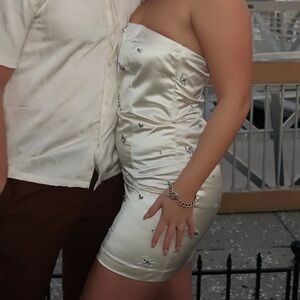 Abercrombie Elegant Cream Strapless Dress